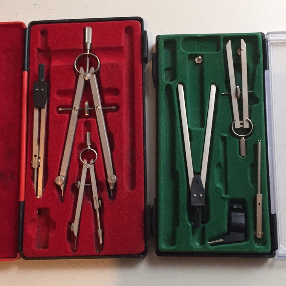 Bundle of instruments drawing set. Incomplete